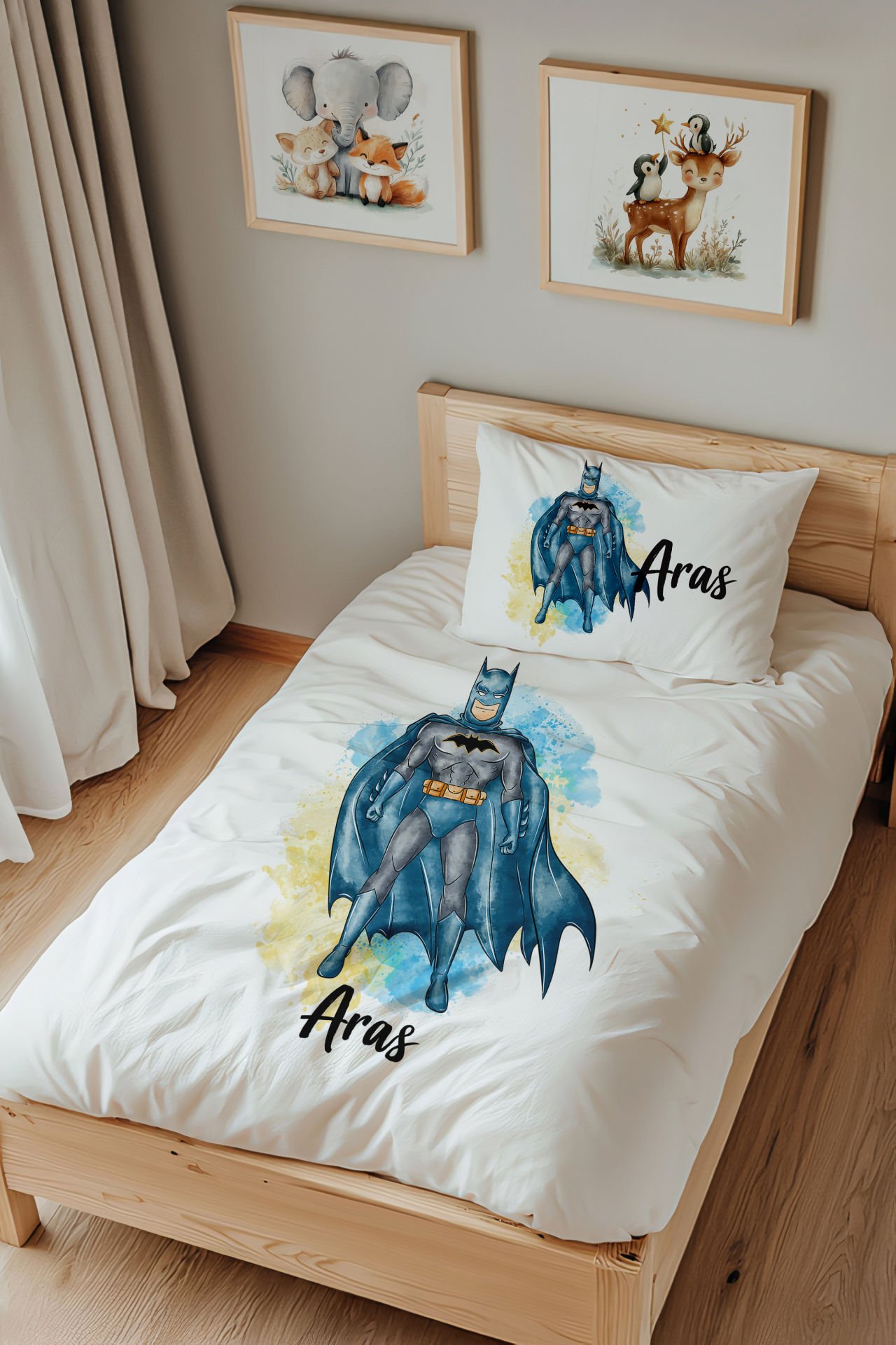 İsme Özel Tek Kişilik %100 Pamuk Çocuk Nevresim Takımı (160x220 cm) Superman