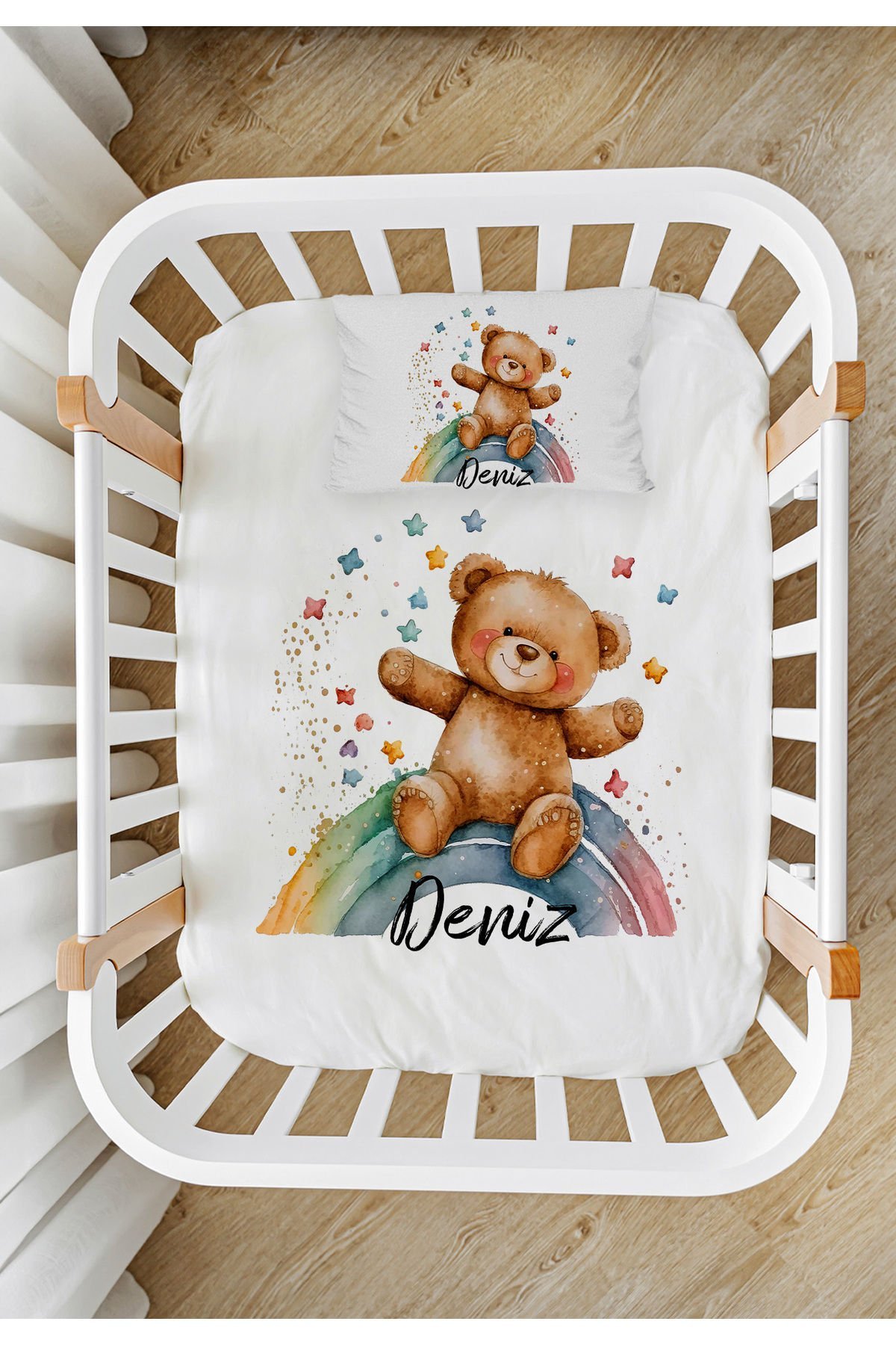 İsme Özel %100 Pamuk Park Yatak Çarşaf Seti (100x120)