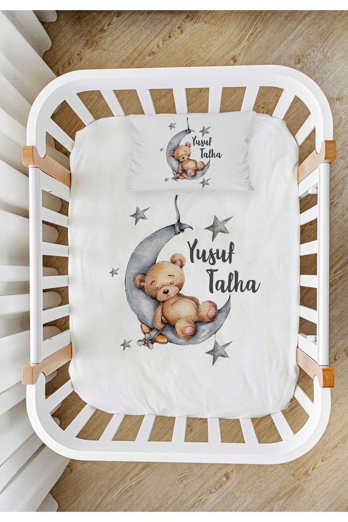 İsme Özel %100 Pamuk Park Yatak Çarşaf Seti (100x120)