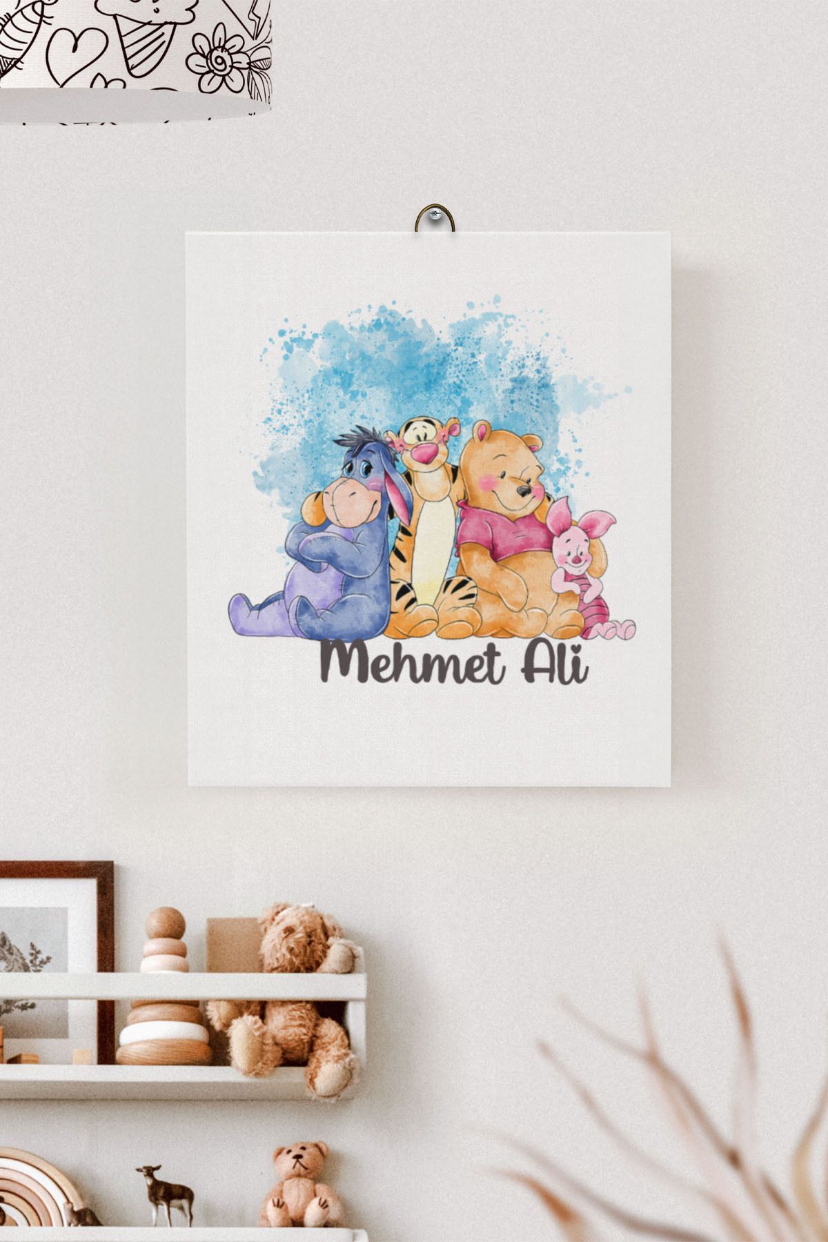 İsme Özel Çocuk Odası Kanvas Tablo Winnie the Pooh (17x21 Cm)