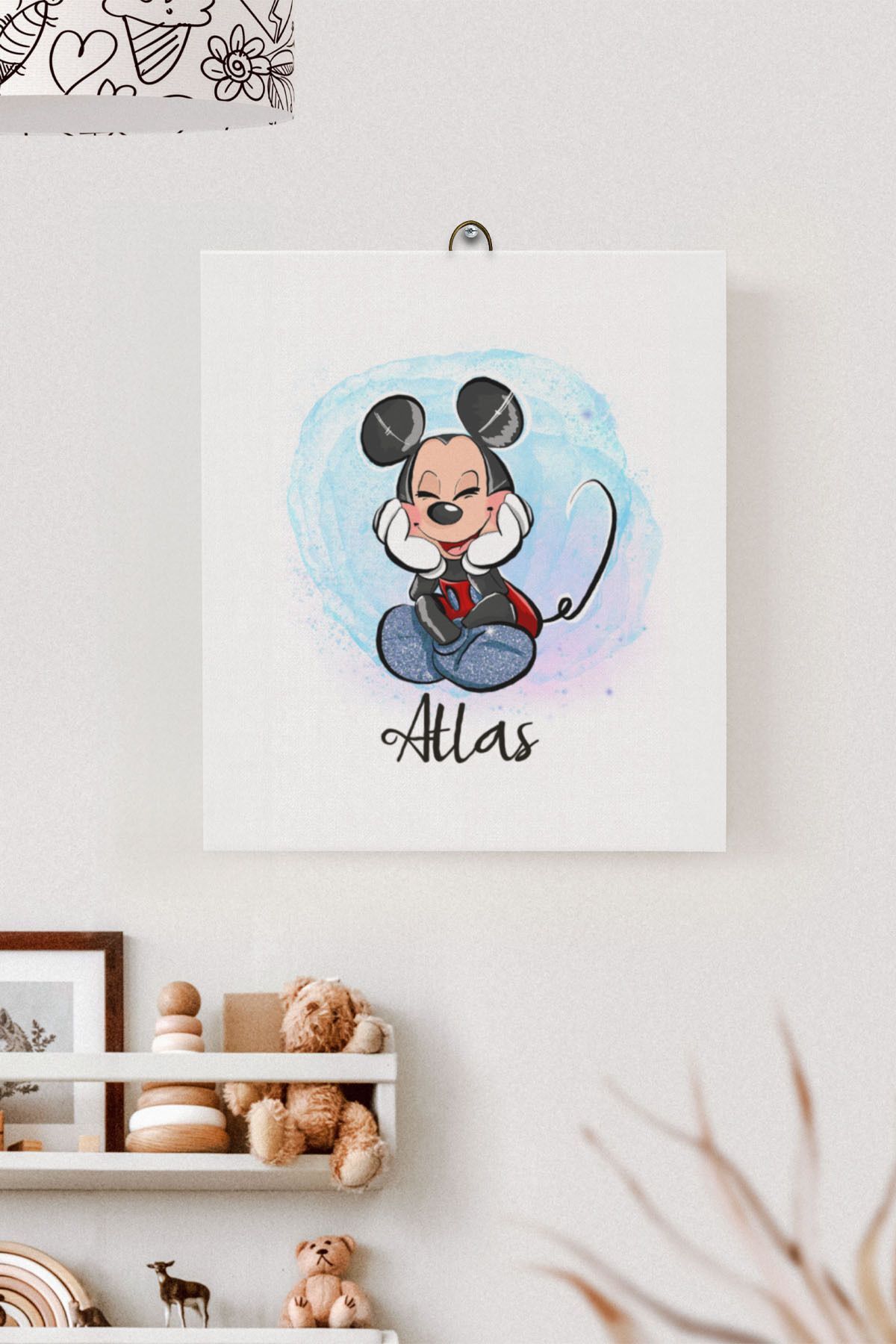 İsme Özel Çocuk Odası Kanvas Tablo Minnie (17x21 Cm)