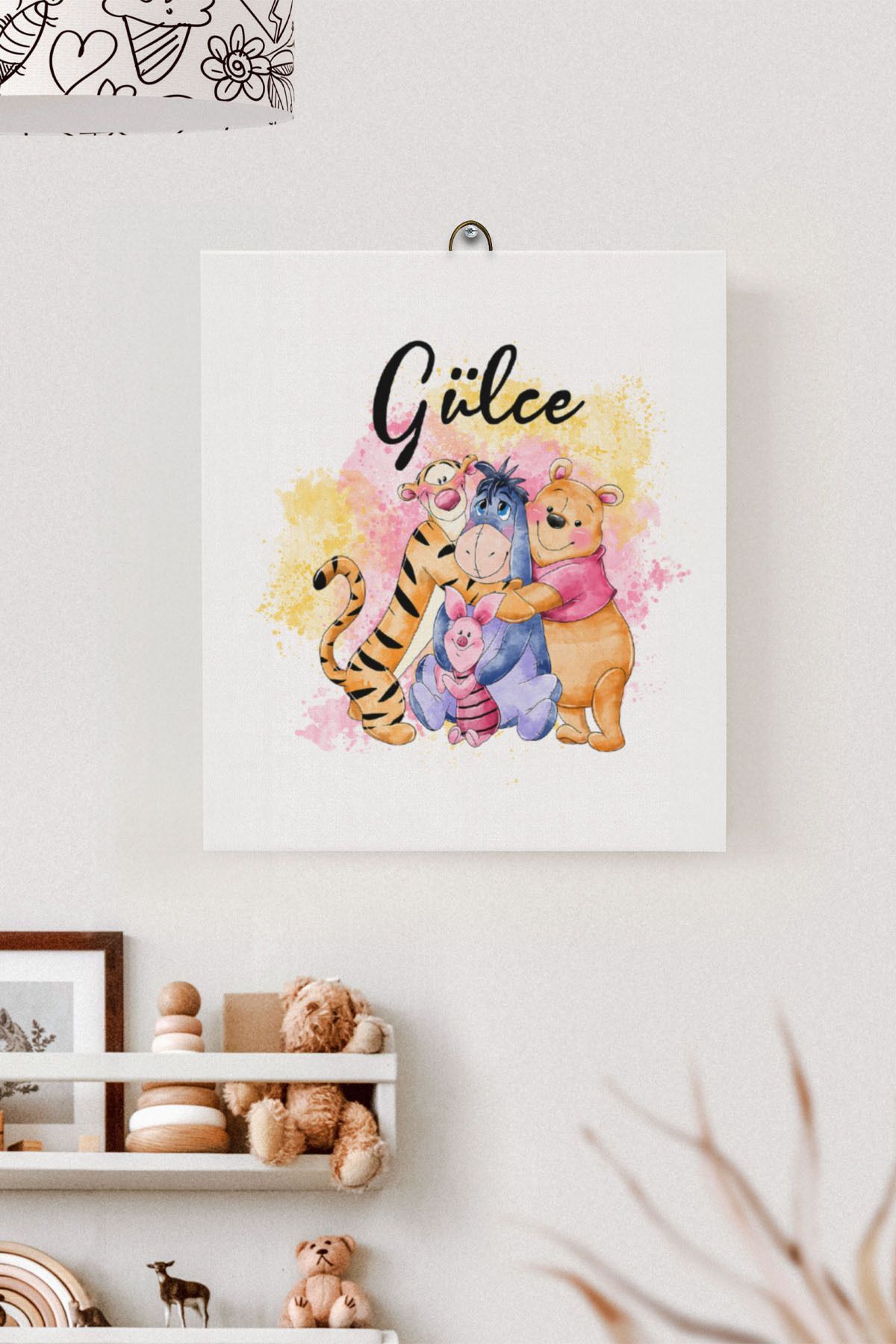 İsme Özel Çocuk Odası Kanvas Tablo Winnie the Pooh (17x21 Cm)