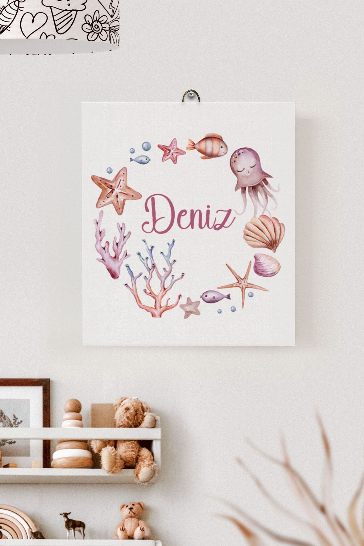 İsme Özel Çocuk Odası Kanvas Tablo Deniz Yıldızı (17x21 Cm)