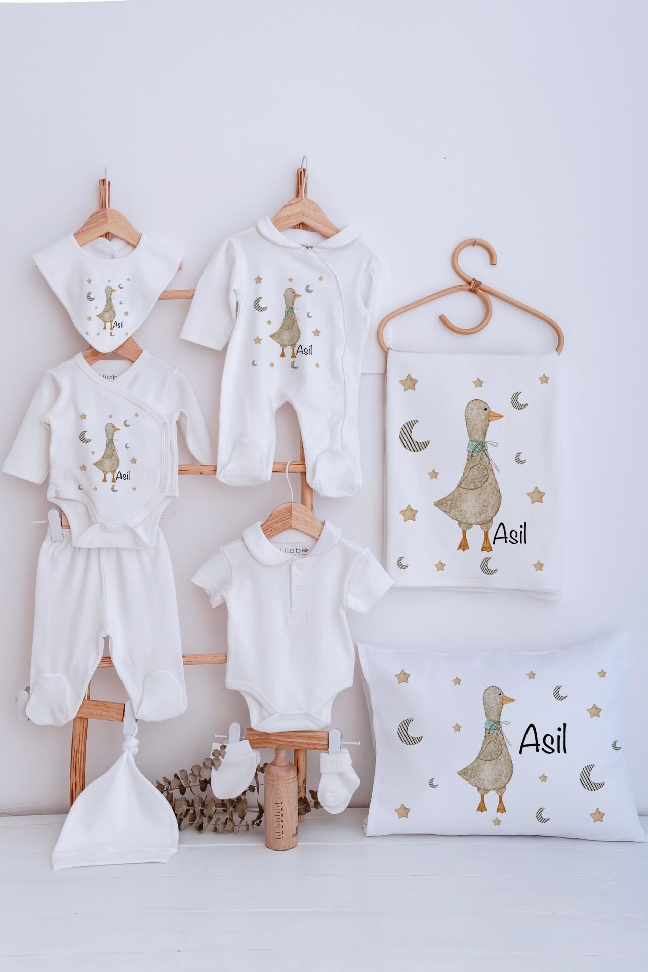 Lilabio Bebe Yaka İsme Özel Delux 12li Hastane Çıkışı Ördek