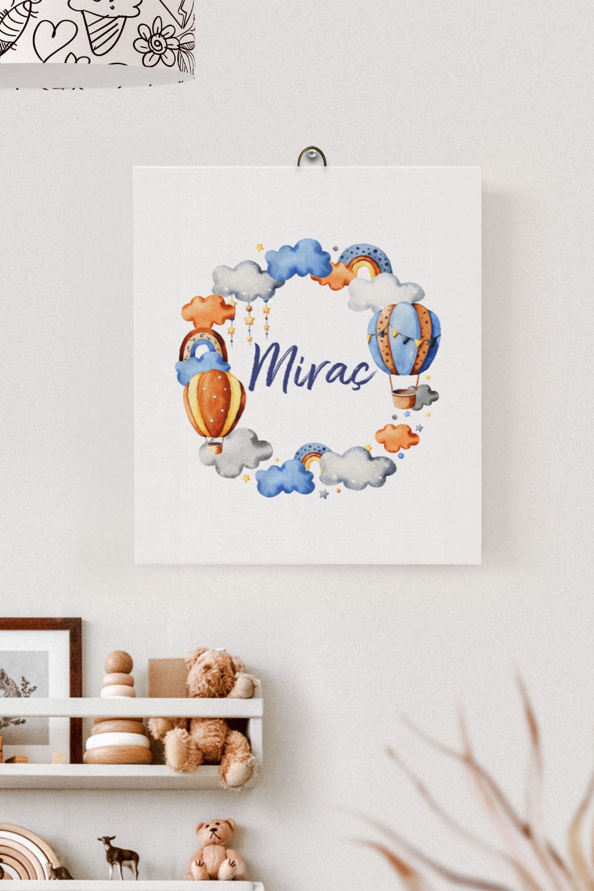 İsme Özel Çocuk Odası Kanvas Tablo Balon (17x21 Cm)