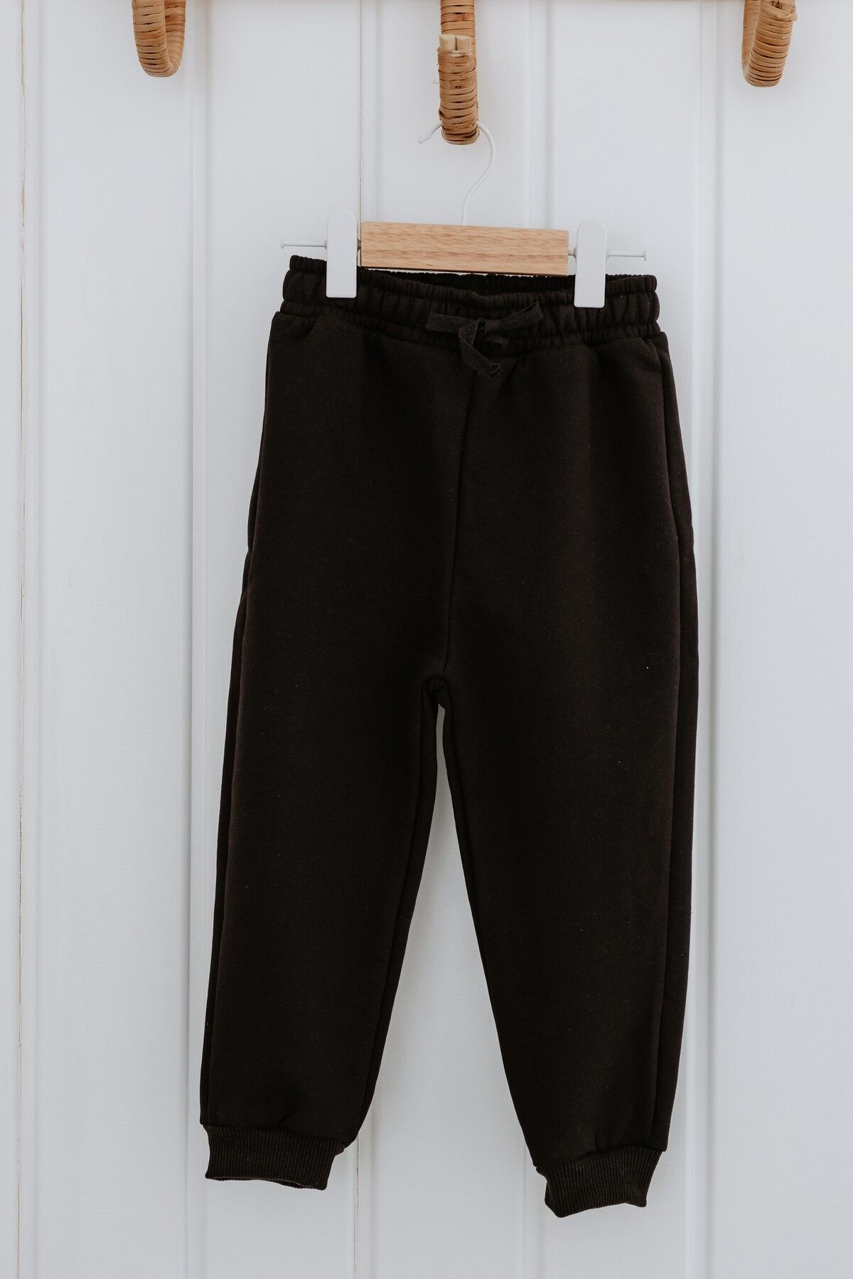 İçi Tüylü Sweatshirt Jogger Pantolon-Eşofman Altı Kız Erkek 4-5 Yaş - Siyah