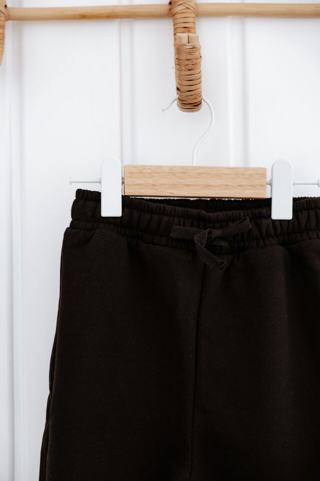 İçi Tüylü Sweatshirt Jogger Pantolon-Eşofman Altı Kız Erkek 8-9 Yaş - Siyah