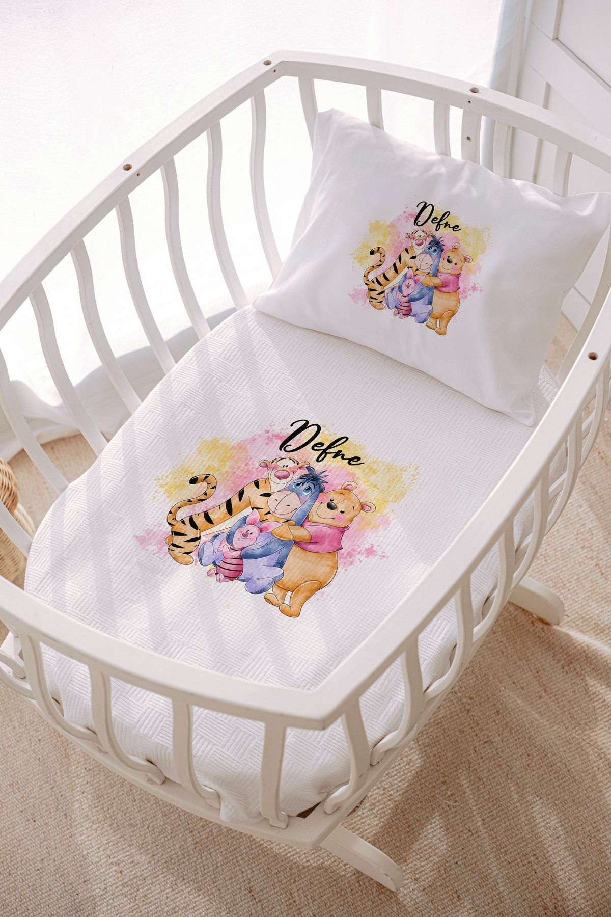 İsme Özel Park Yatak ve Anne Yanı Pike Seti (70x120 cm) Winnie