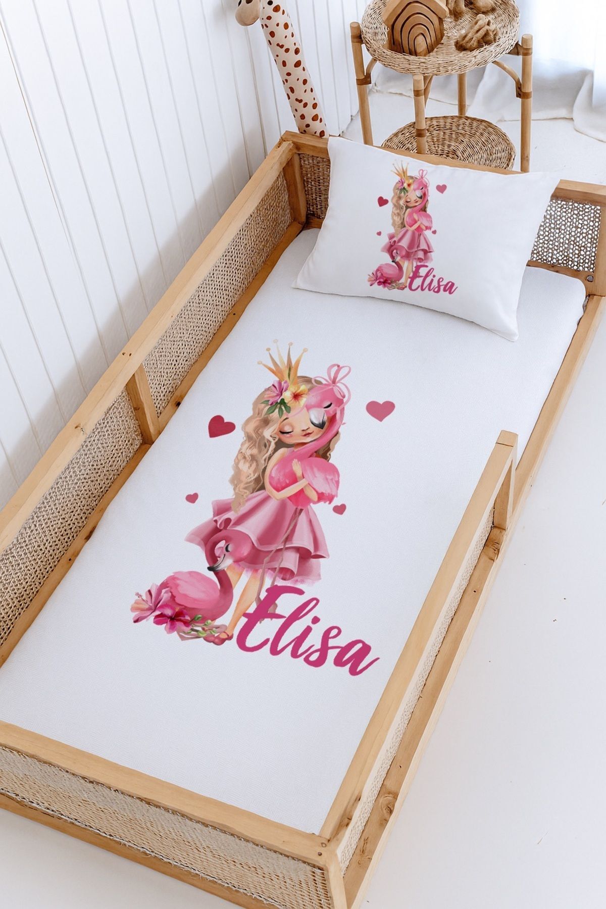 İsme Özel Montessori Yatak Pike Seti (100x200cm) Prenses