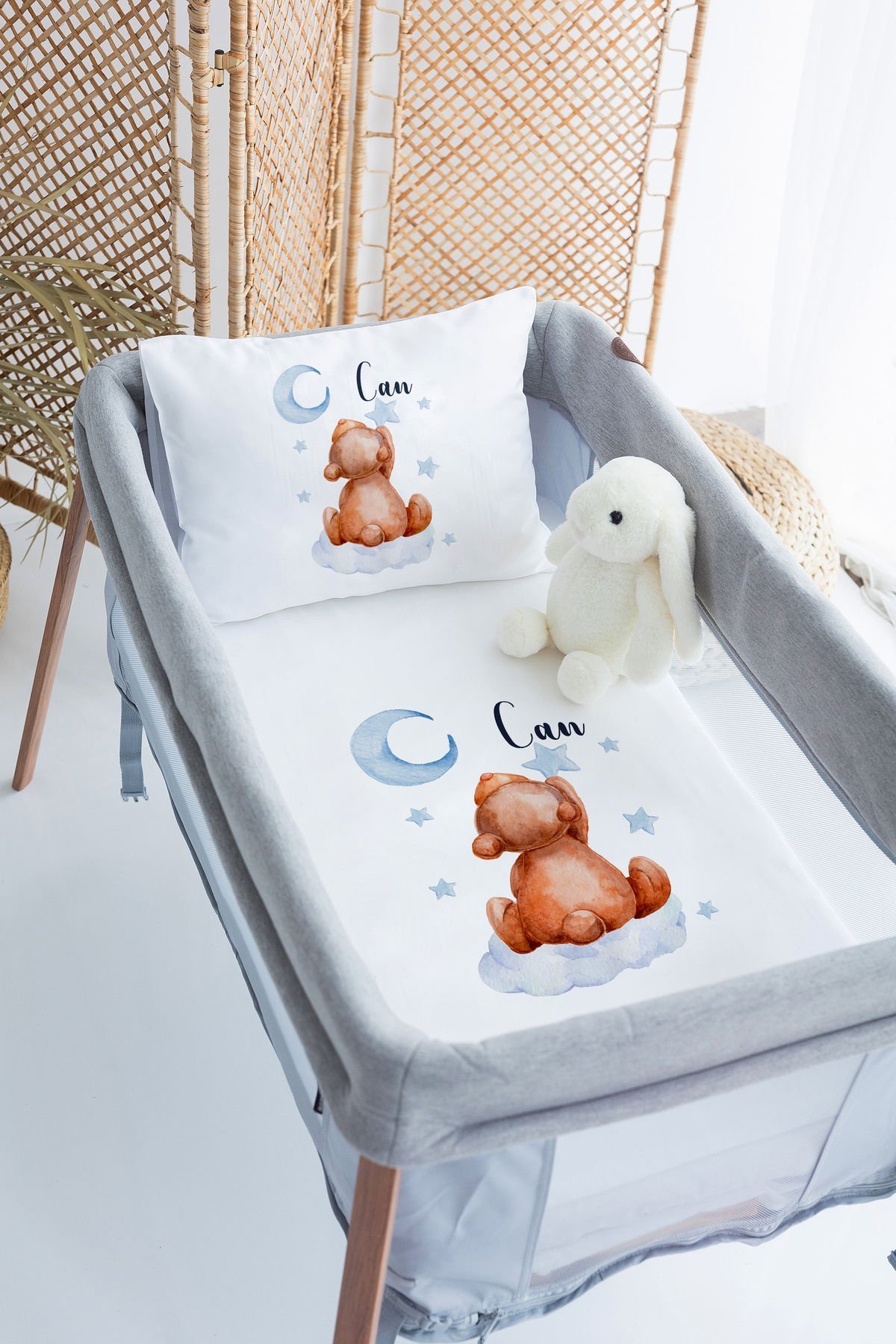 İsme Özel 70x120 Park Yatak Nevresim Takımı Ayıcık