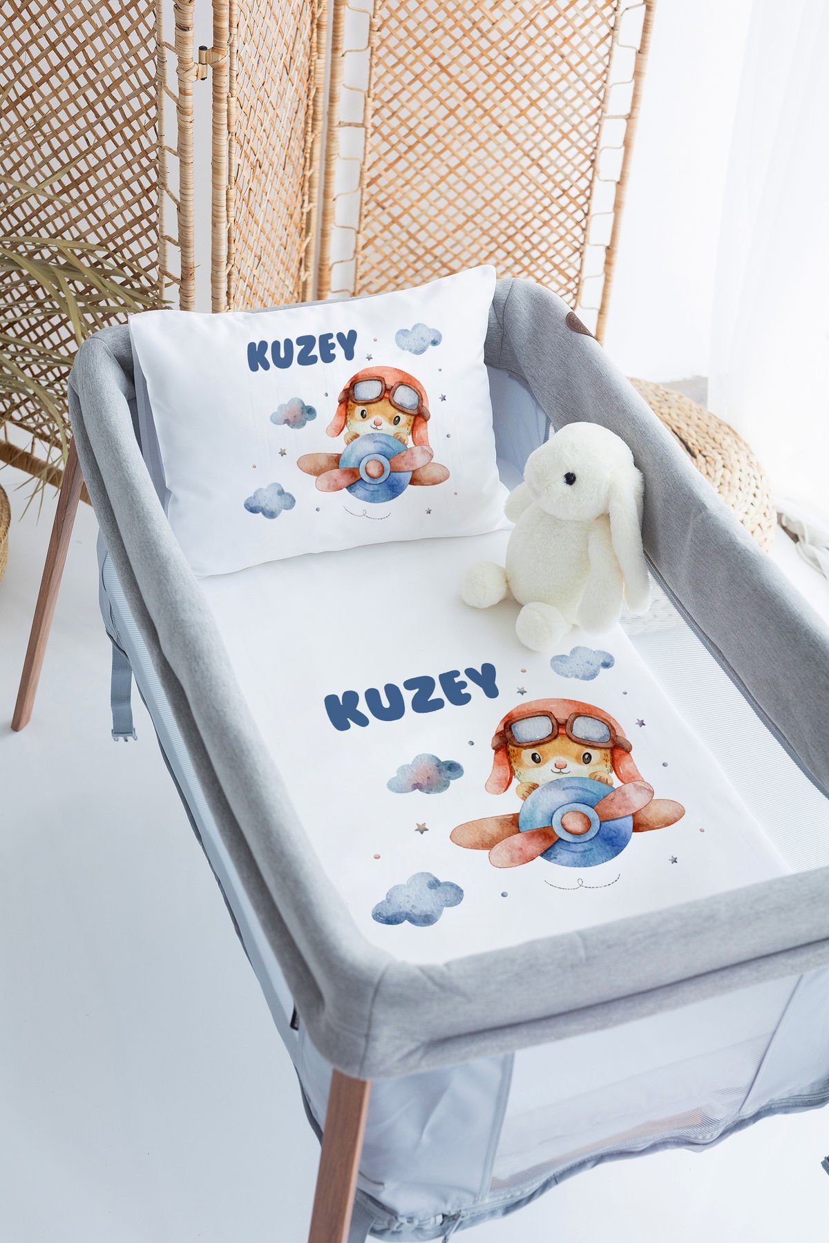 İsme Özel 70x120 Park Yatak Nevresim Takımı Ayıcık