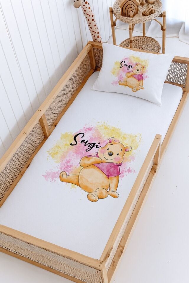 İsme Özel Montessori Yatak Pike Seti (100x200cm) Winnie Pooh