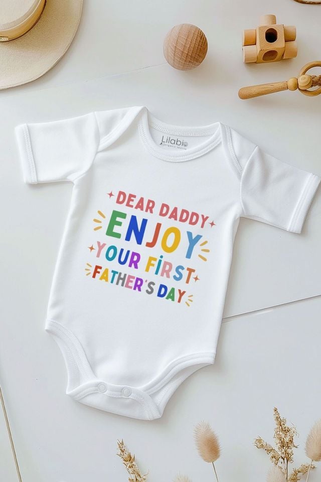 %100 Pamuk Babalar Günü Bebek Body Zıbın