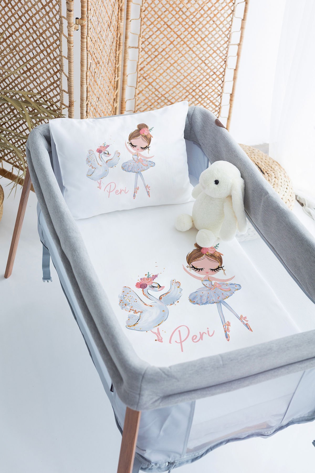 İsme Özel 70x120 Park Yatak Nevresim Takımı Balerin