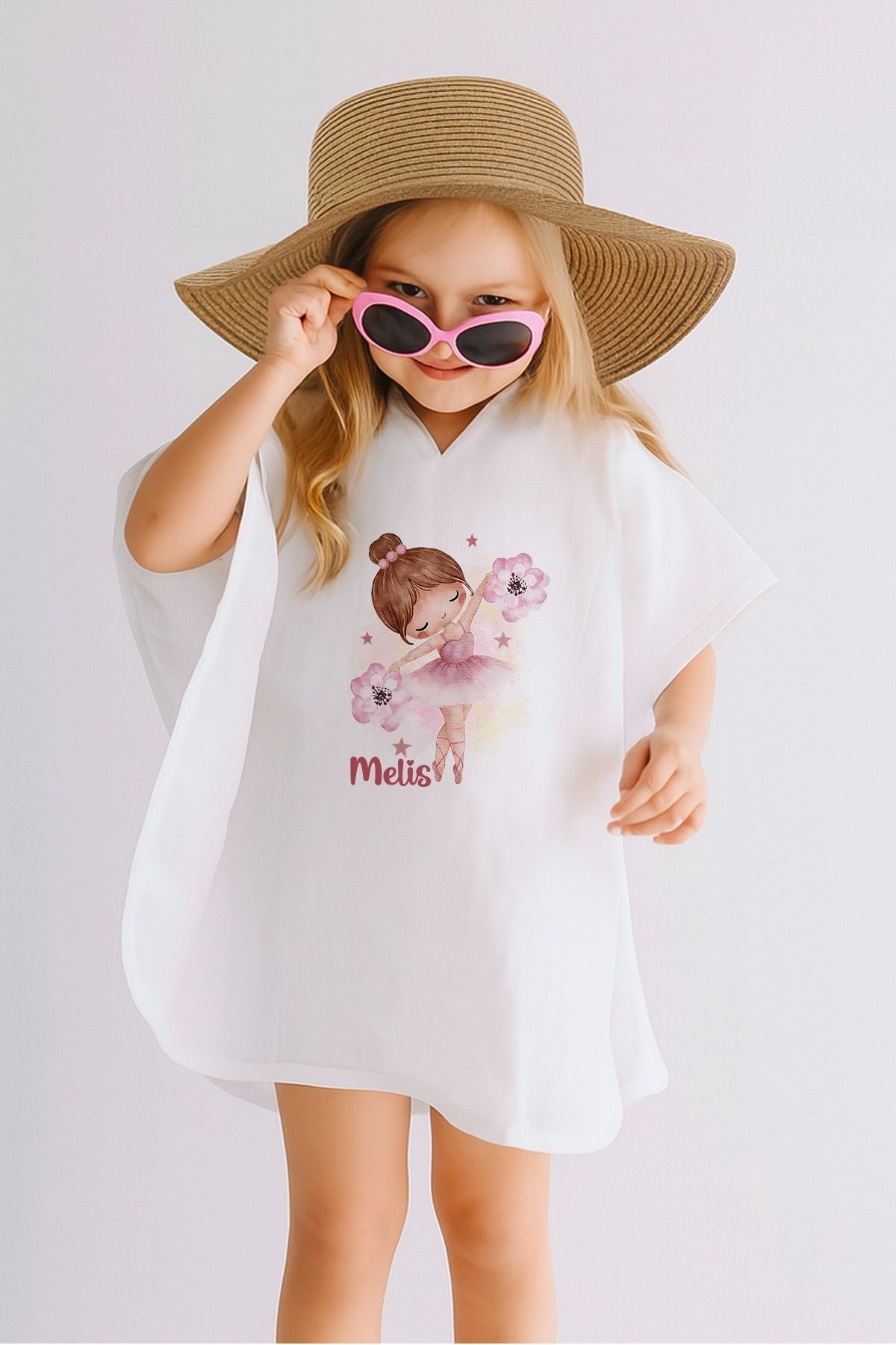 %100 Pamuk Müslin Kapüşonlu Bebek Çocuk Panço Bornoz Balerin