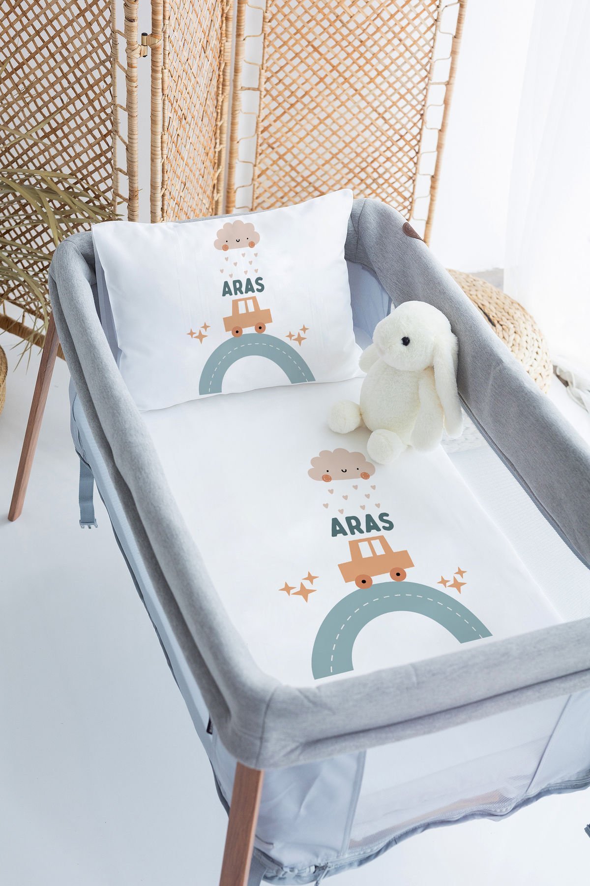 İsme Özel 70x120 Park Yatak Nevresim Takımı Araba