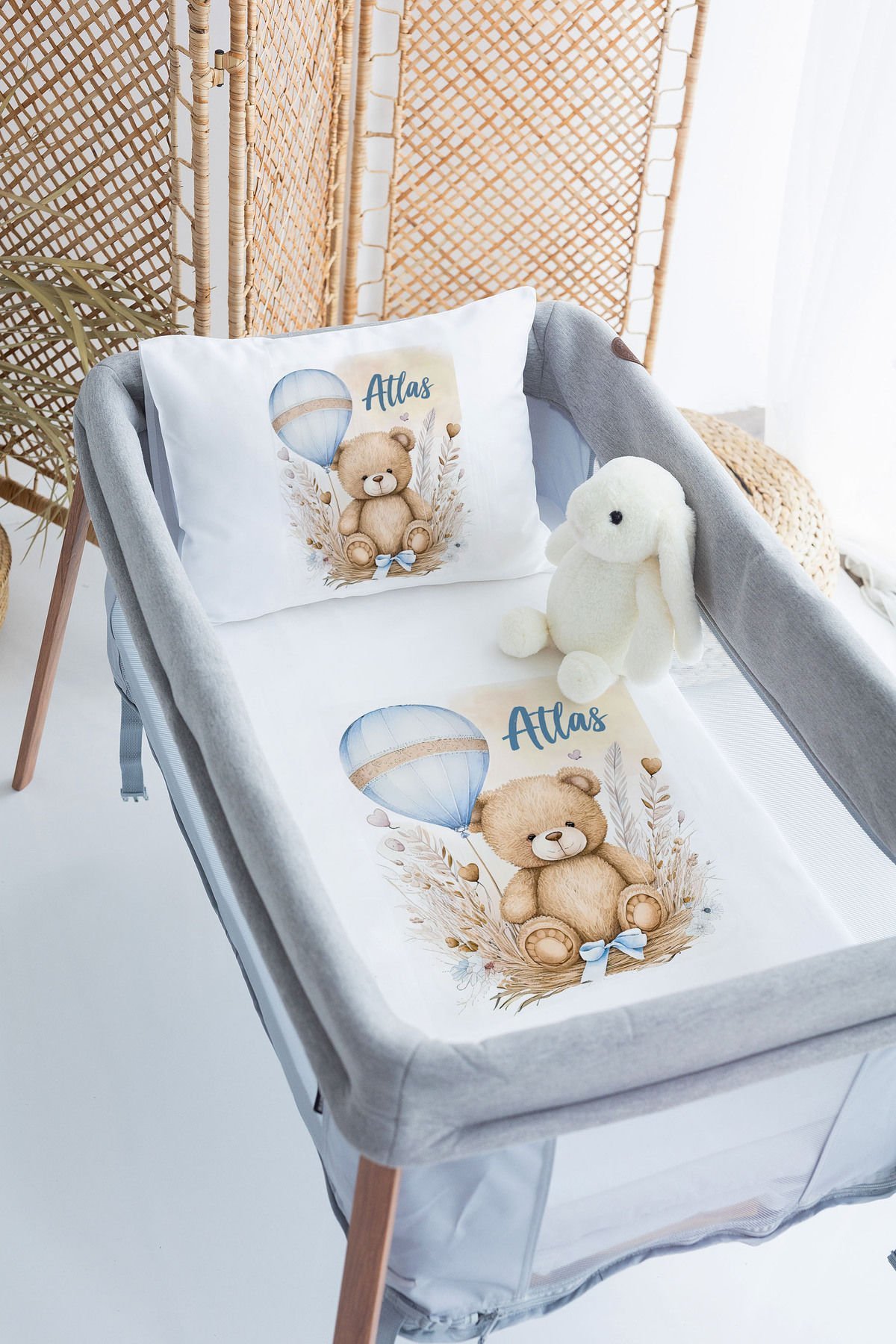 İsme Özel 70x120 Park Yatak Nevresim Takımı Ayıcık