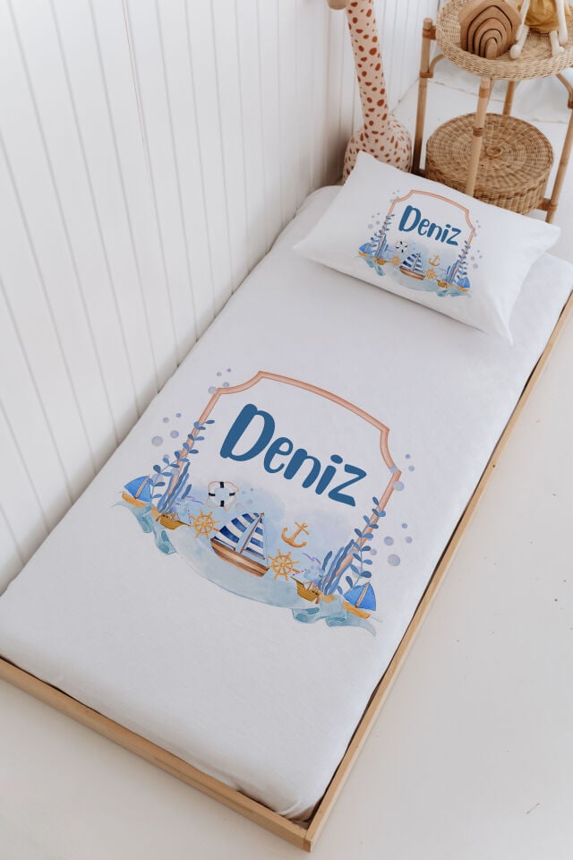 İsme Özel Bebek Ve Çocuk Tek Kişilik Pike Takımı (160 X 220cm) Denizci
