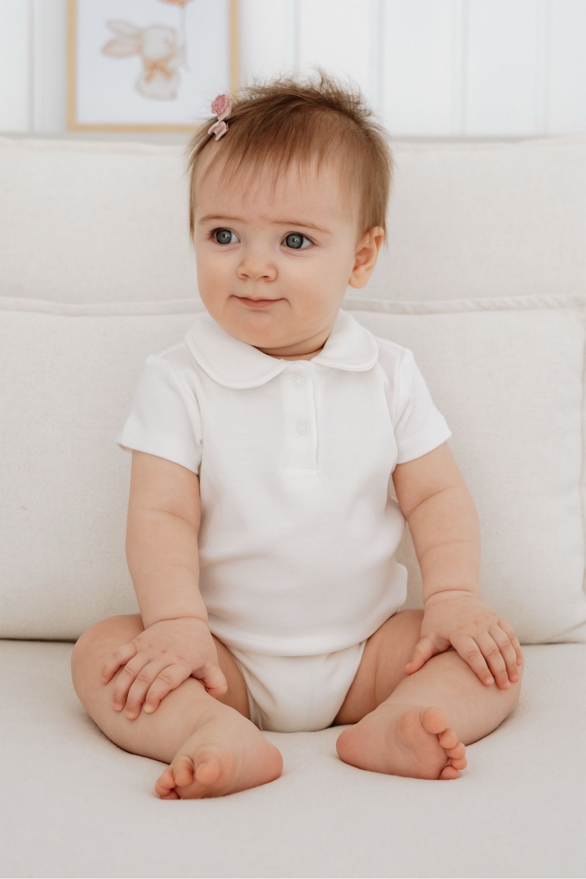 %100 Pamuk Kısa Kollu Polo Yaka Bebek Body 12-18 AY - Bebe Yaka