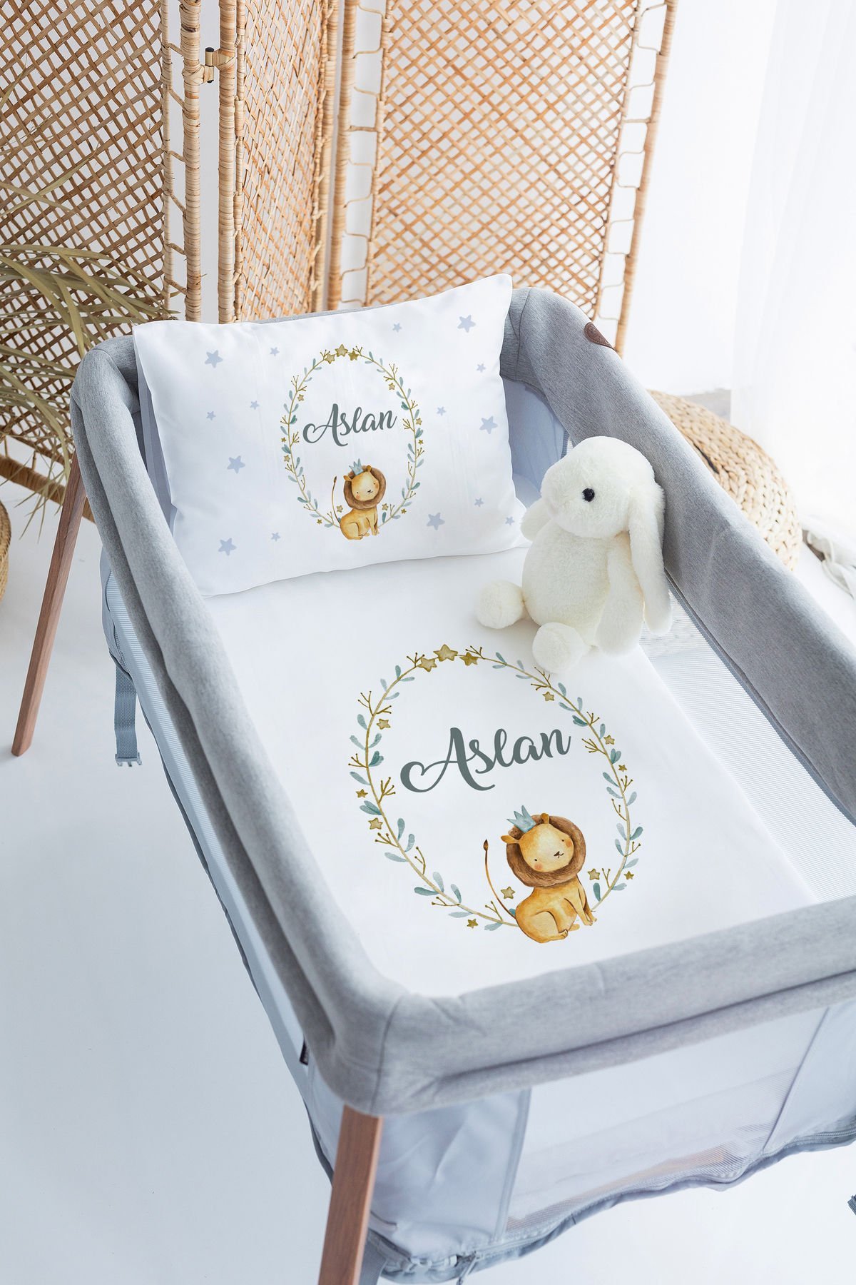 İsme Özel 70x120 Park Yatak Nevresim Takımı Aslan