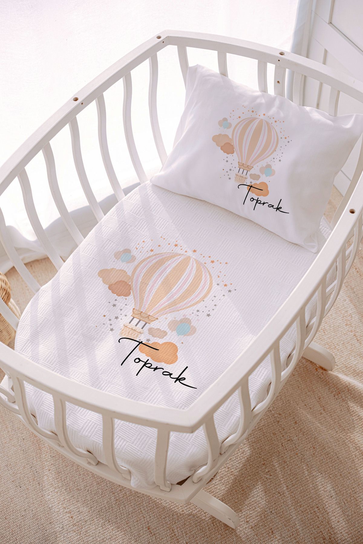 İsme Özel Park Yatak ve Anne Yanı Pike Seti (70x120 cm) Balon