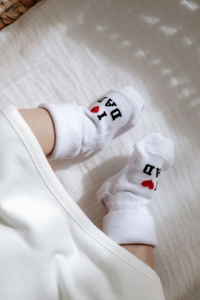 3lü Mom Dad Desenli Bebek Soket Çorap 6-12 Ay - Renkli