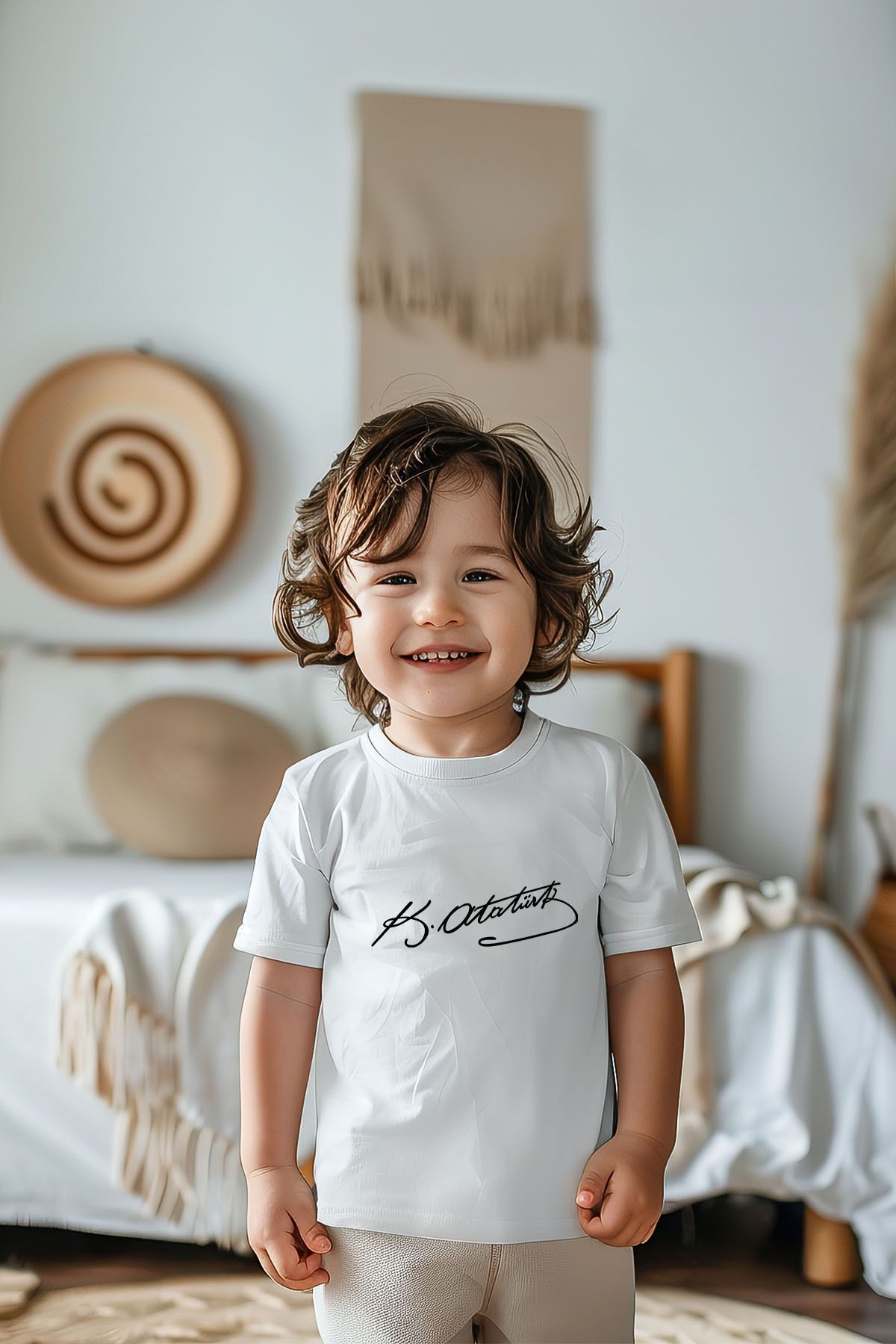 %100 Pamuk Erkek Çocuk Atatürk Baskılı Kısa Kollu Tişört