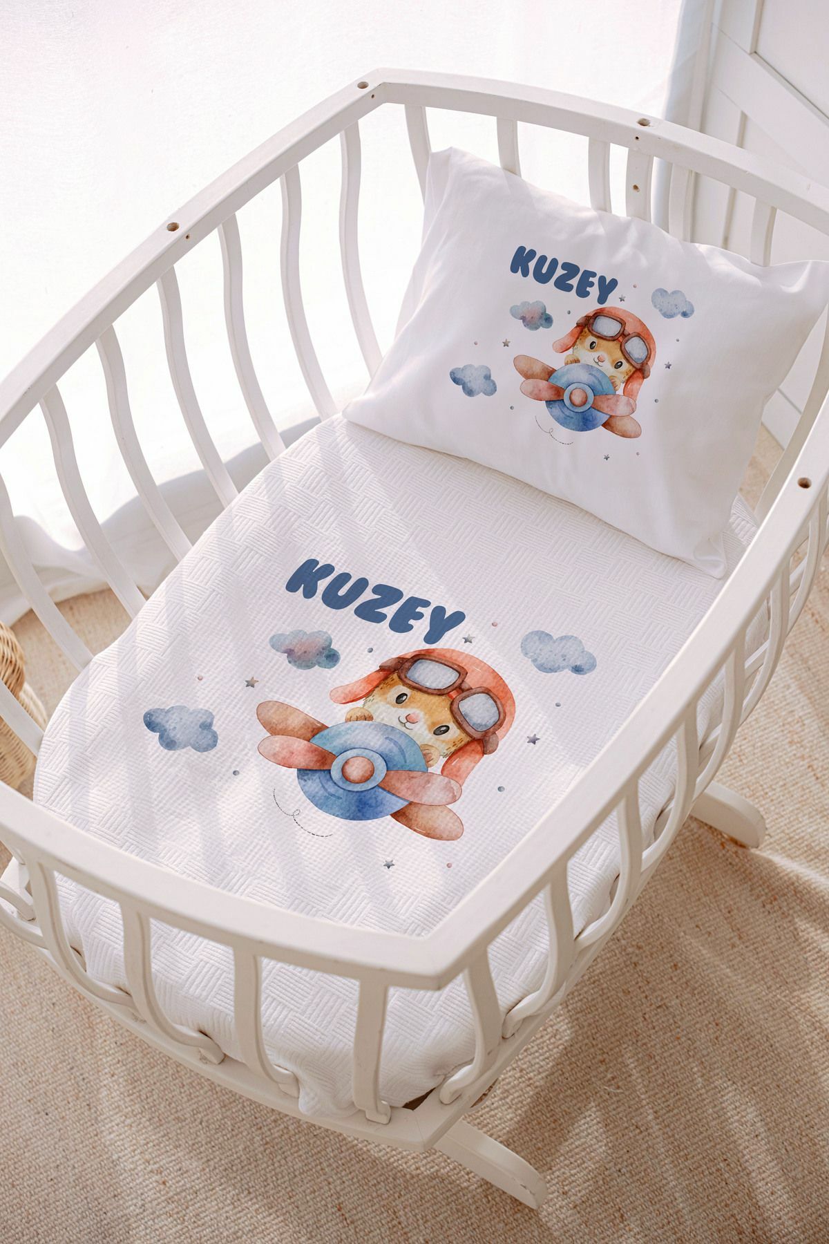 İsme Özel Park Yatak ve Anne Yanı Pike Seti (70x120 cm) Ayıcık