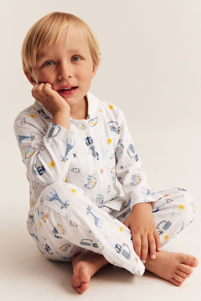 %100 Pamuk Pazen Erkek Çocuk Pijama Takımı