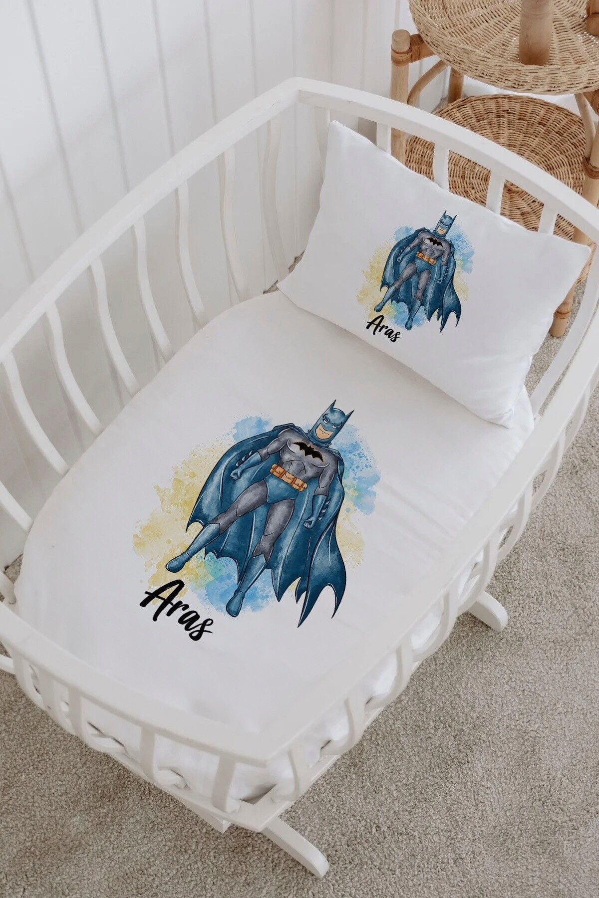 İsme Özel %100 Pamuk Park Yatak Çarşaf Seti  Batman