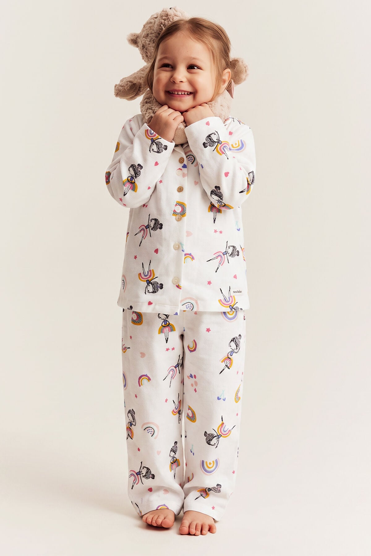 %100 Pamuk Pazen Kız Çocuk Pijama Takımı