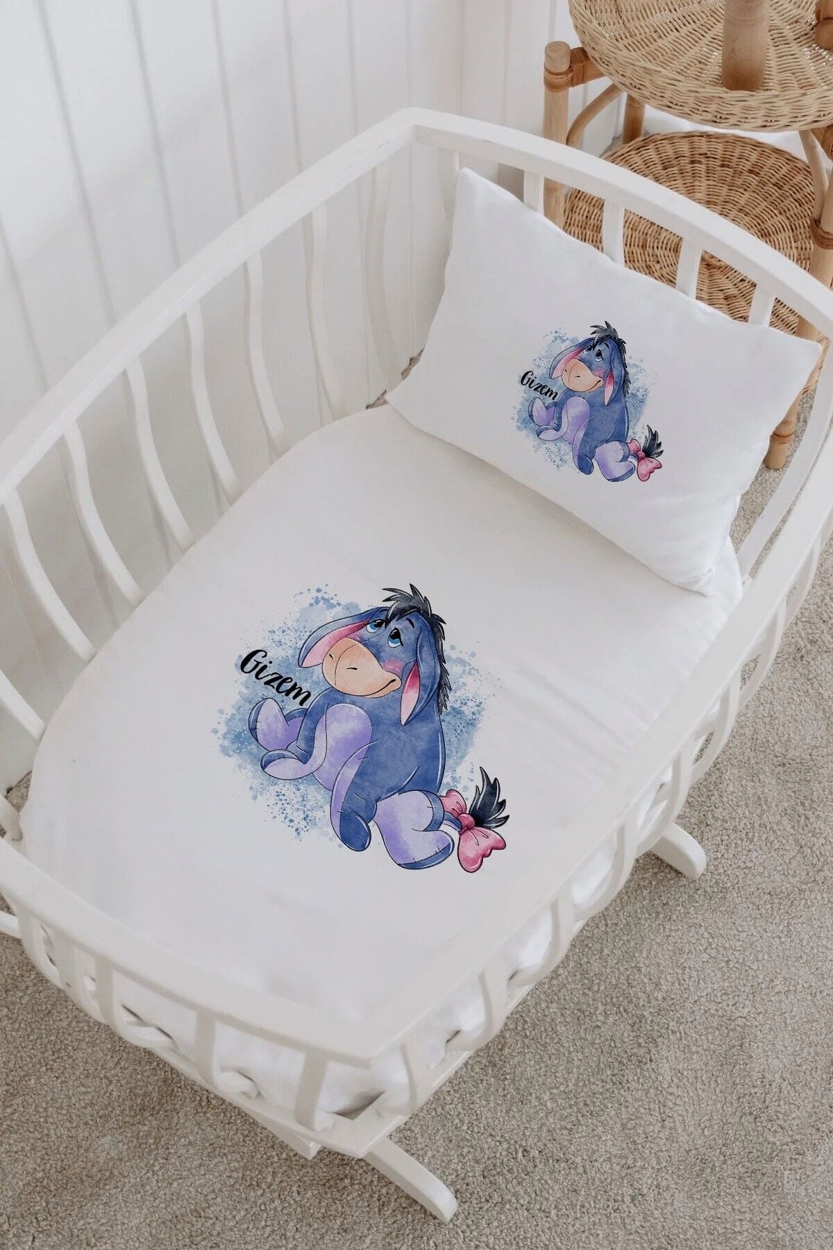 İsme Özel %100 Pamuk Park Yatak Çarşaf Seti  Winnie