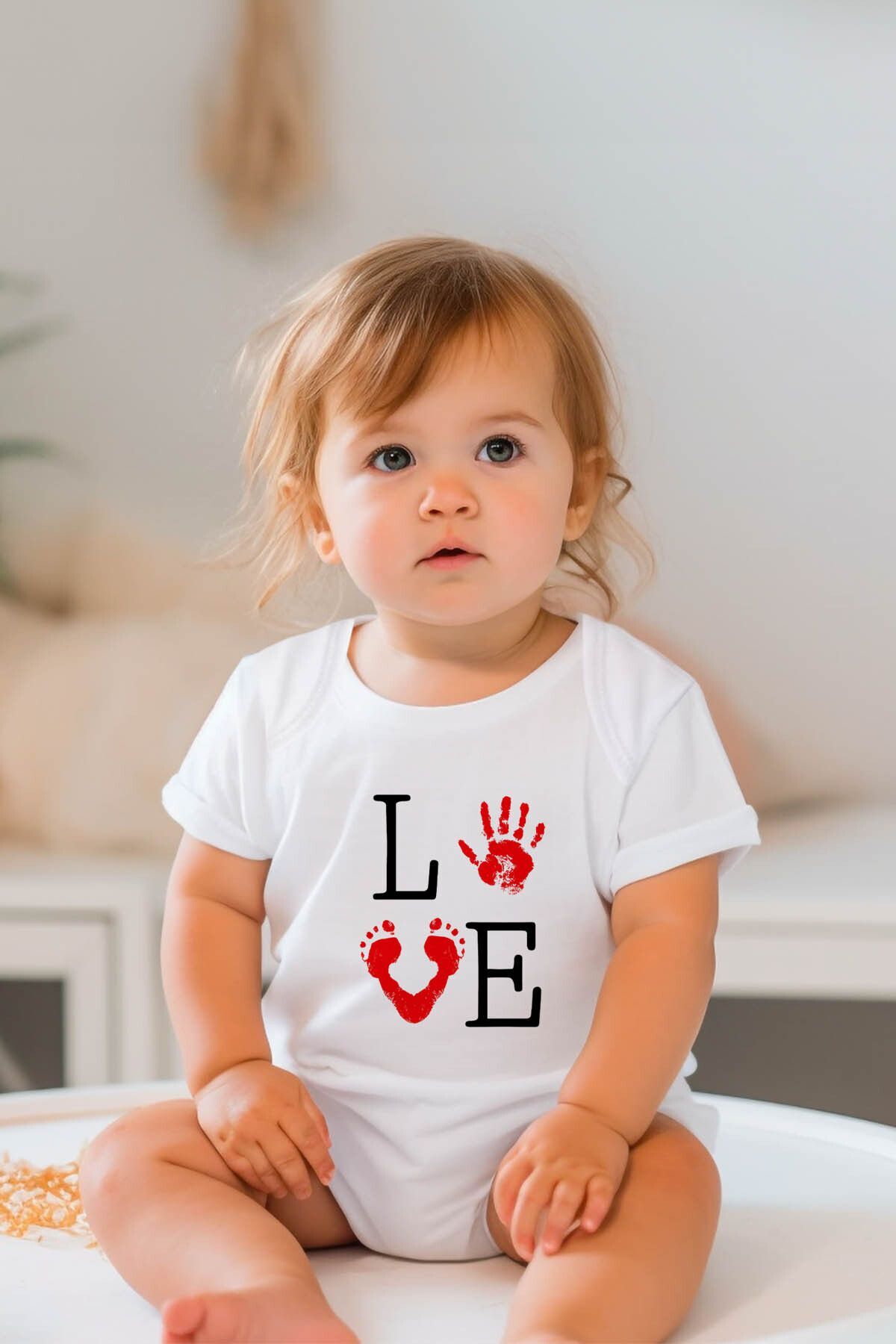 %100 Pamuk Kısa Kollu Bebek Body 0-3 AY - Beyaz