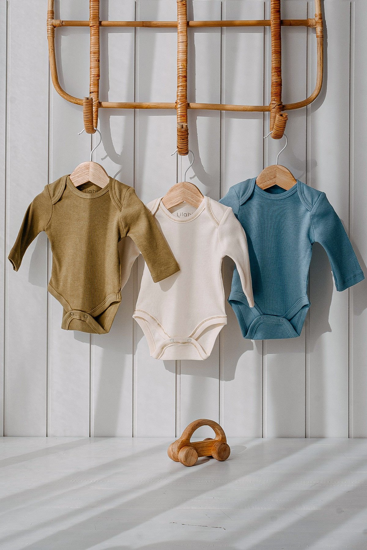 %100 Organik Pamuk 3lü Uzun Kollu Bebek Body Seti