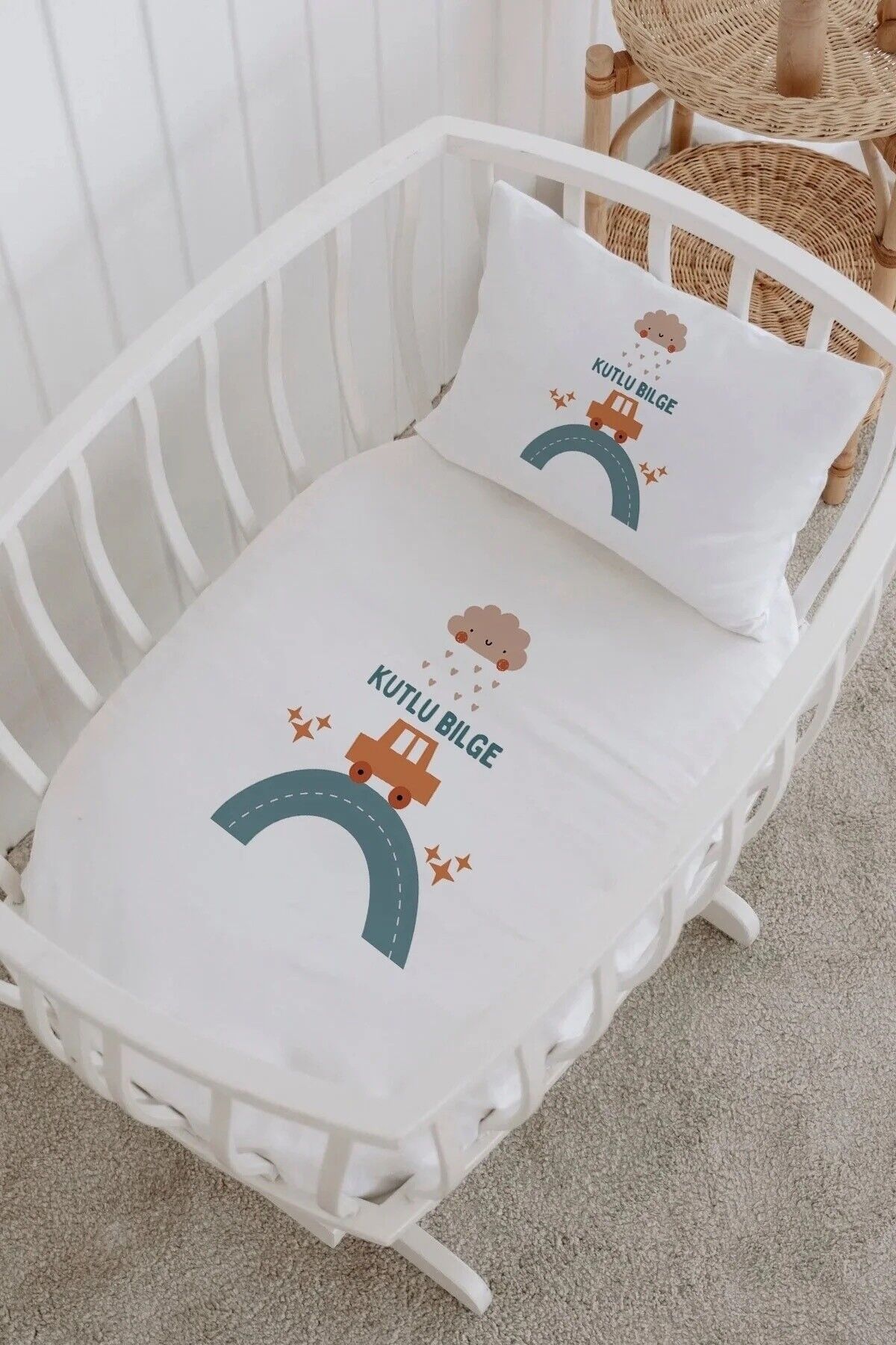 İsme Özel %100 Pamuk Park Yatak Çarşaf Seti  Arabaa