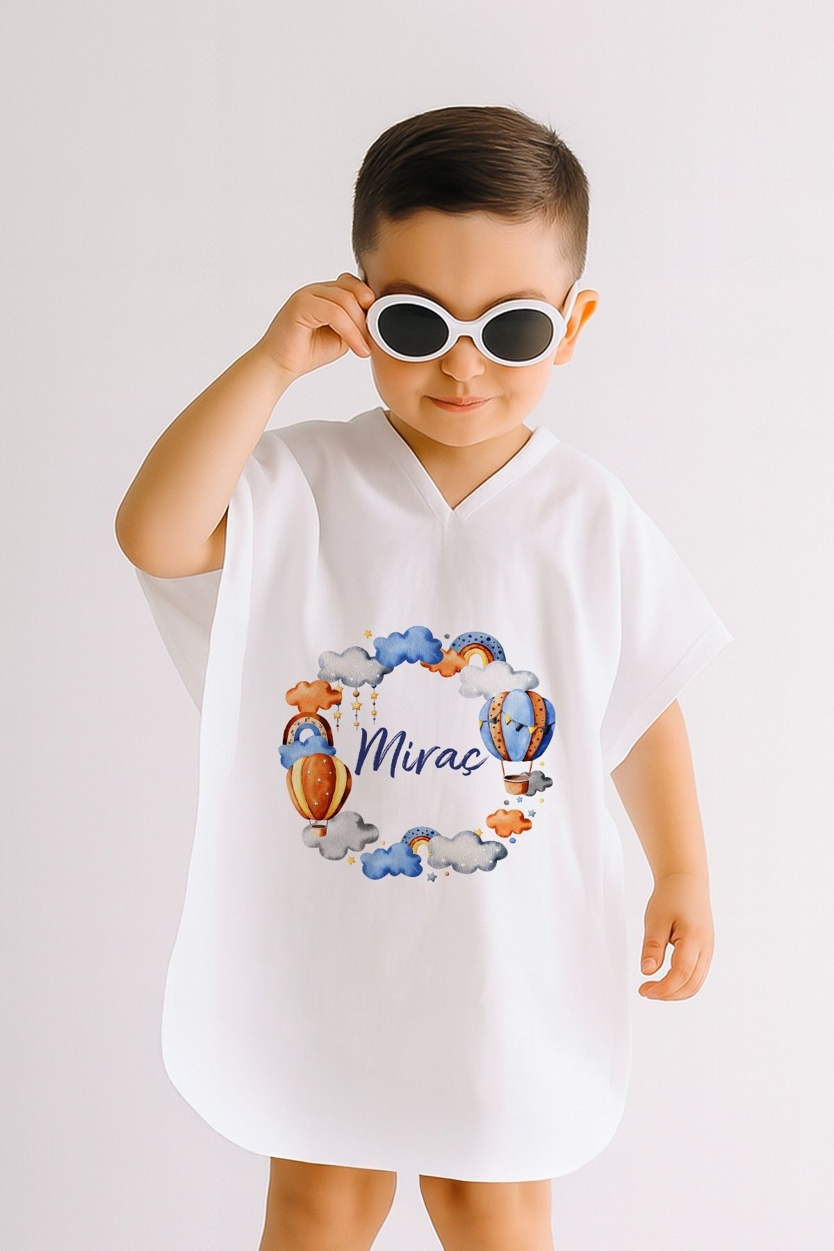 %100 Pamuk Müslin Kapüşonlu Bebek Çocuk Panço Bornoz Balon