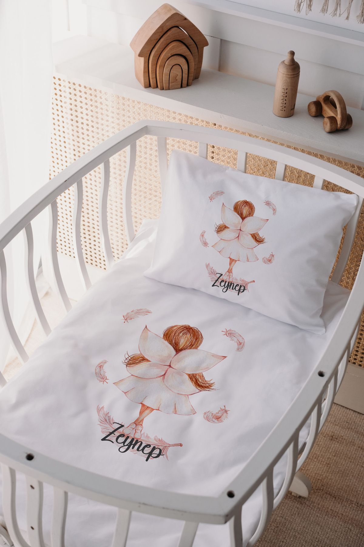 %100 Pamuk Saten Anne Yani Beşik Nevresim Takımı Balerin