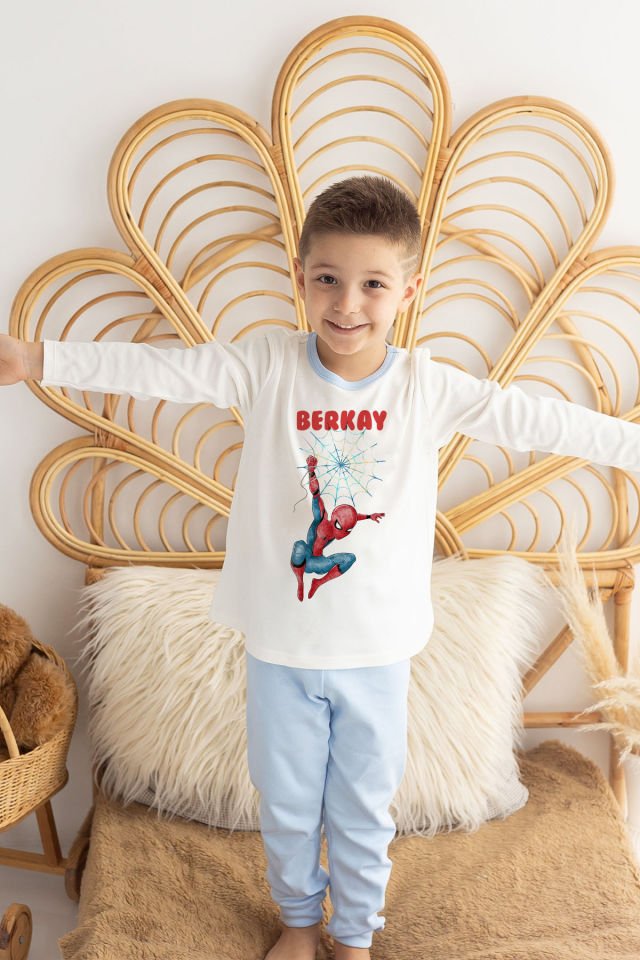 İsme Özel Erkek Çocuk Pijama Takımı %100 Organik Pamuk