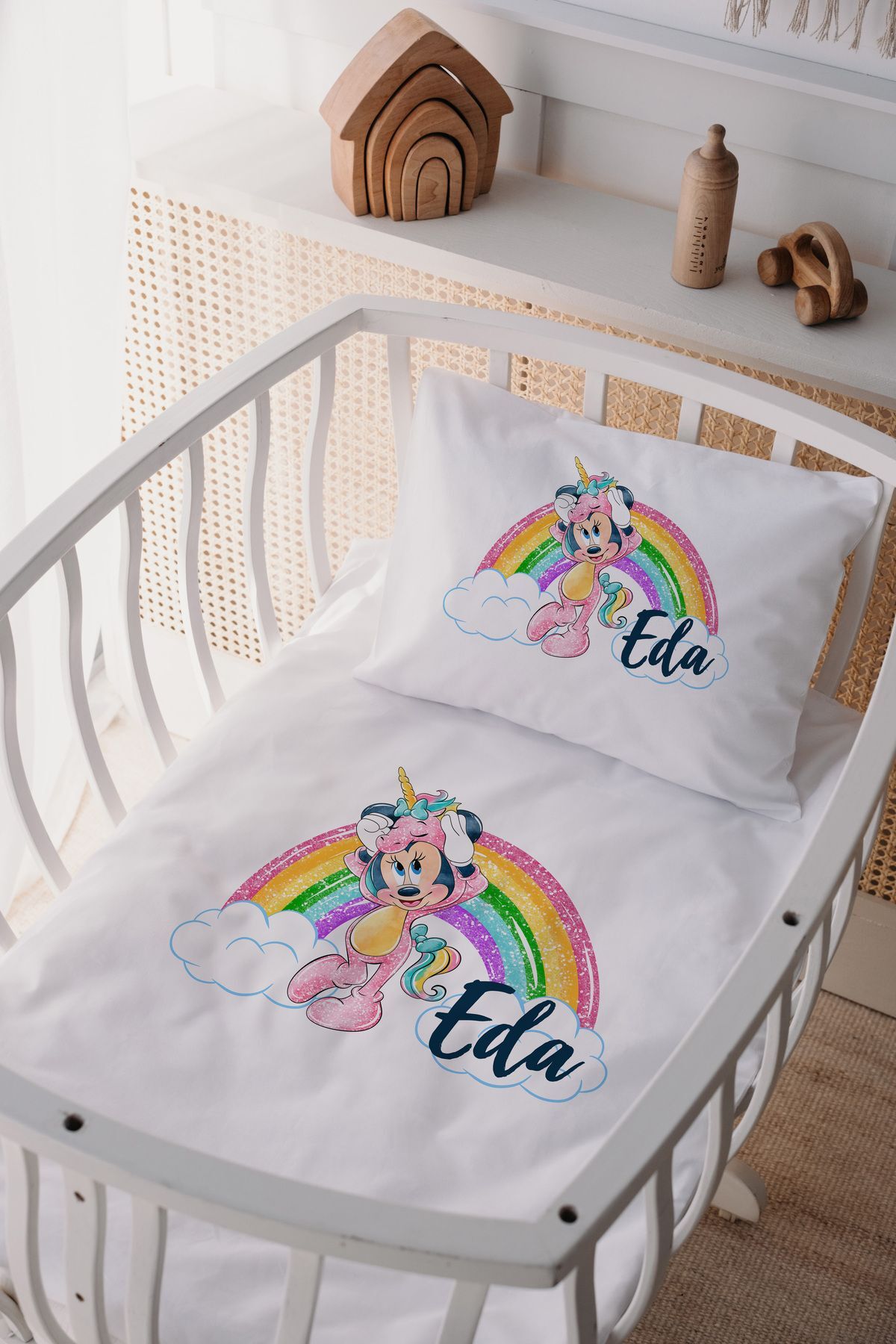 %100 Pamuk Saten Anne Yani Beşik Nevresim Takımı Minnie