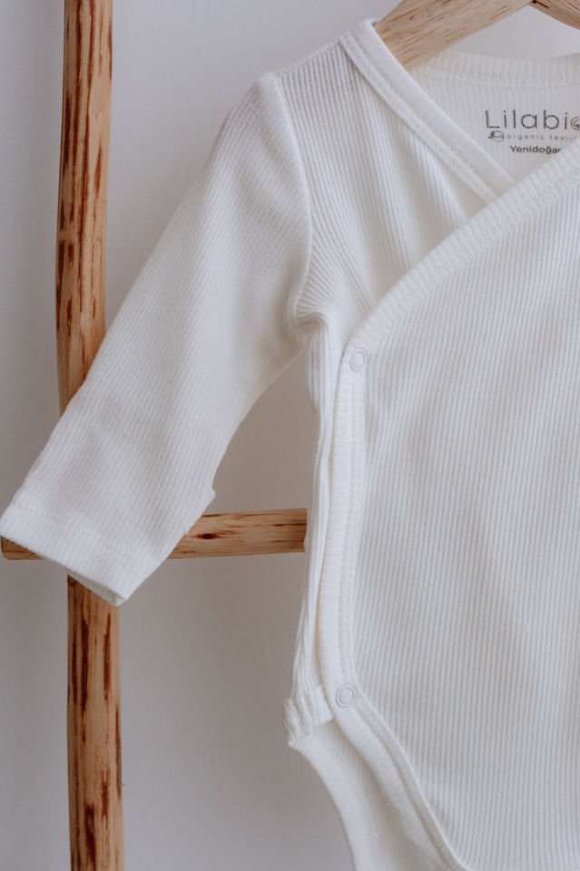 %100 Pamuk Uzun Kollu Kaşkorse Kimono Bebek Body