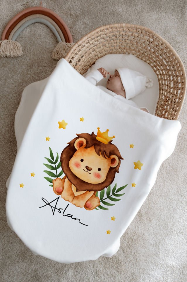 %100 Organik İsme Özel 6lı Hastane Çıkışı Tulum Set Aslan