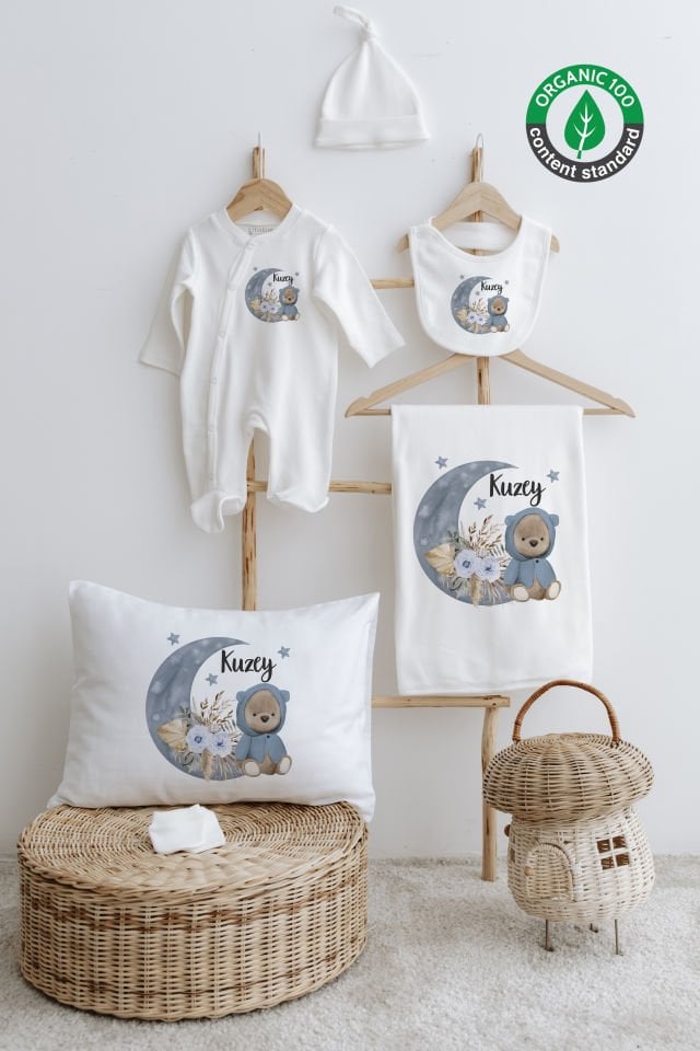 %100 Organik İsme Özel 6lı Hastane Çıkışı Tulum Set Ayıcık
