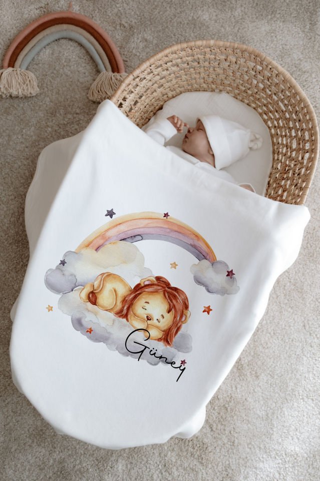 %100 Organik İsme Özel 6lı Hastane Çıkışı Tulum Set Aslan