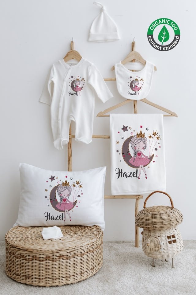 %100 Organik İsme Özel 6lı Hastane Çıkışı Tulum Set Prenses