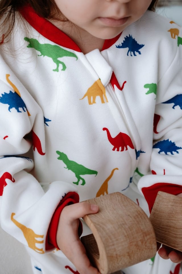 Kız Erkek Çocuk 1,5 Tog Pamuklu Desenli Uyku Tulumu Dinazor