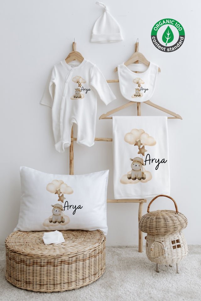 %100 Organik İsme Özel 6lı Hastane Çıkışı Tulum Set Kuzu