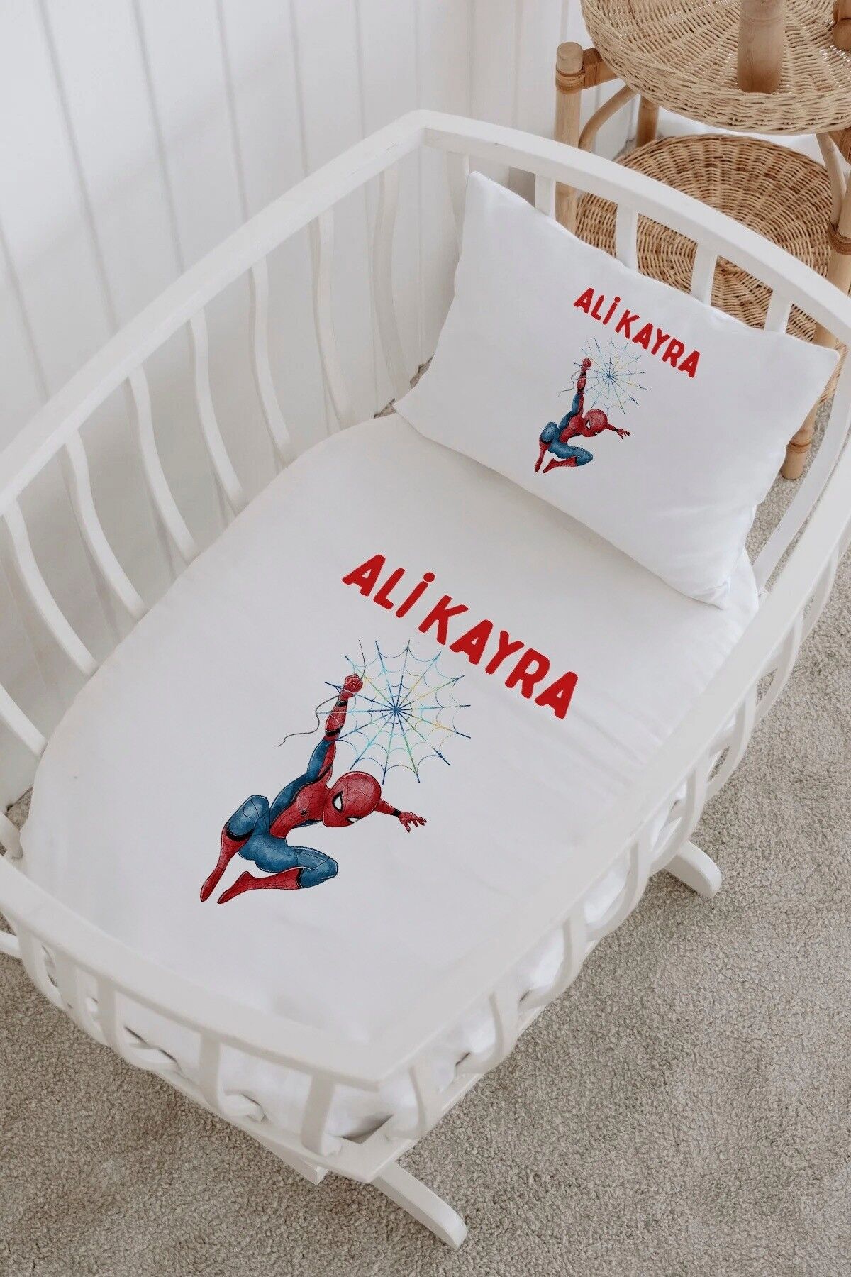 İsme Özel %100 Pamuk Park Yatak Çarşaf Seti  Örümcek Adam