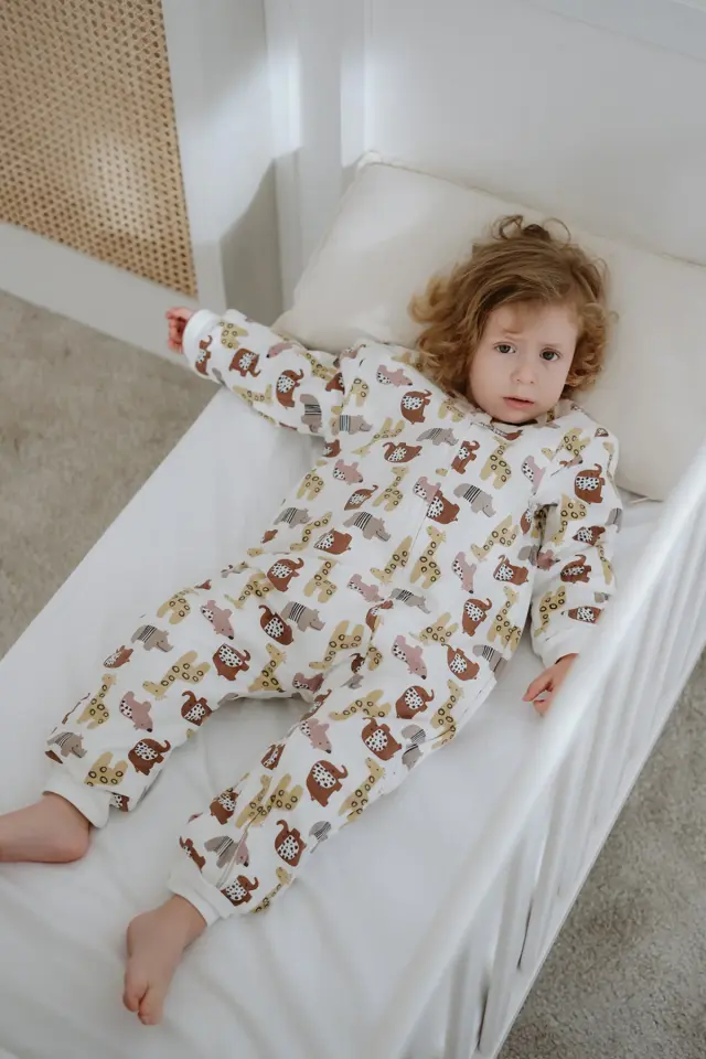 Kız Erkek Çocuk 1,5 Tog Pamuklu Desenli Uyku Tulumu Safari