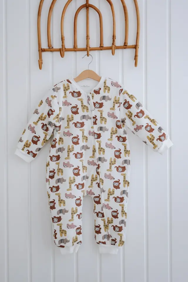 Kız Erkek Çocuk 1,5 Tog Pamuklu Desenli Uyku Tulumu Safari