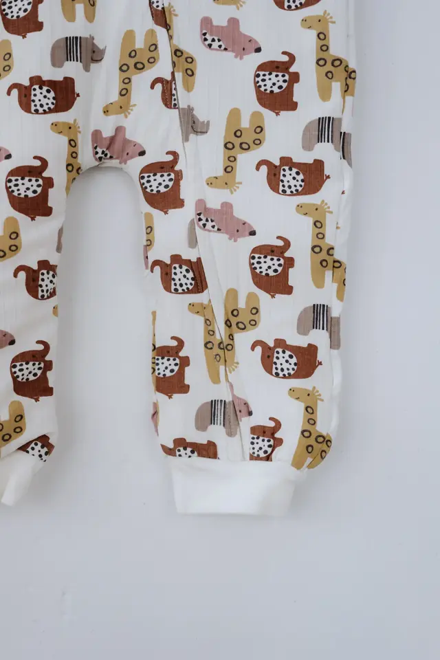 Kız Erkek Çocuk 1,5 Tog Pamuklu Desenli Uyku Tulumu Safari